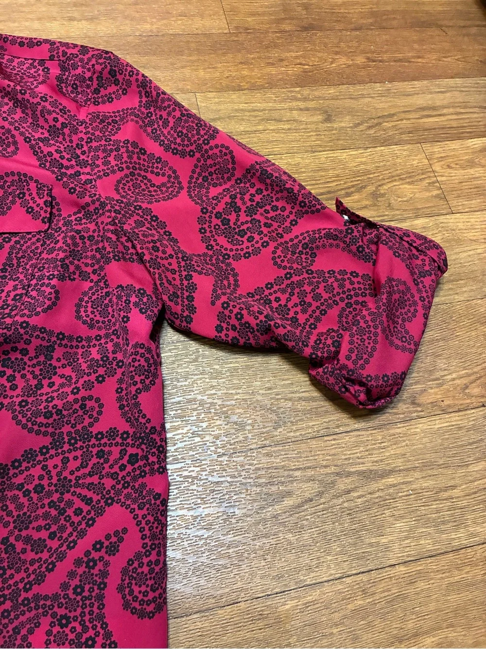 Michael Kors Paisley Zip Up Blouse Size XL NWT